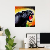 Schwarzer Panther (7) Wildkatze Poster (Heimbüro)