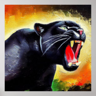 Schwarzer Panther (7) Wildkatze Poster