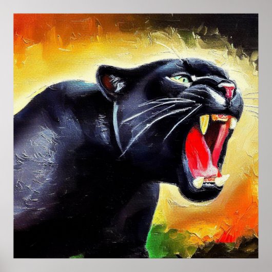 Schwarzer Panther (7) Wildkatze Poster (Vorne)