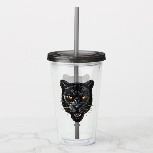 Schwarzer Panther Acryltrinkbecher (Vorderseite)