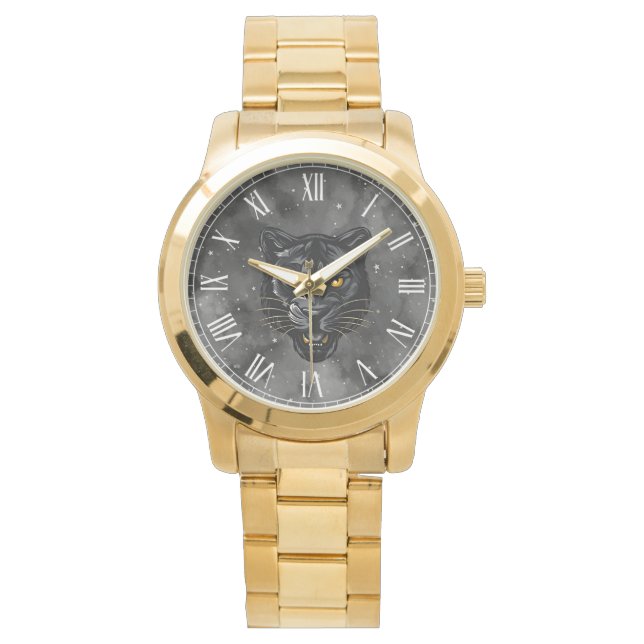 Schwarzer Panther Armbanduhr (Vorderseite)