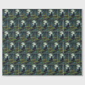 Schwarzer Panther auf einer Zweigstelle des Mondsc Geschenkpapier (Flach)