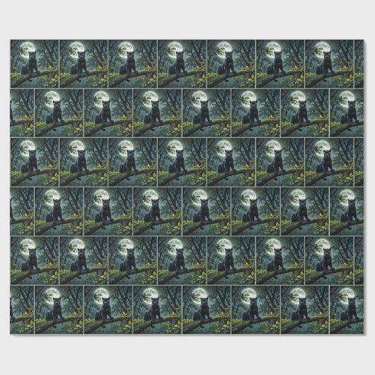 Schwarzer Panther auf einer Zweigstelle des Mondsc Geschenkpapier (Flach)