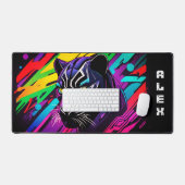 Schwarzer Panther auf Graffiti mit Vornamen Schreibtischunterlage (Tastatur & Maus)