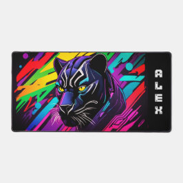 Schwarzer Panther auf Graffiti mit Vornamen Schreibtischunterlage