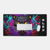 Schwarzer Panther auf Graffiti mit Vornamen Schreibtischunterlage (Tastatur & Maus)