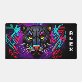 Schwarzer Panther auf Graffiti mit Vornamen Schreibtischunterlage