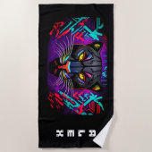 Schwarzer Panther auf Graffiti mit Vornamen Strandtuch (Vorderseite)