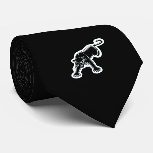 Schwarzer Panther auf schwarzem Hintergrund Krawatte (Gerollt)