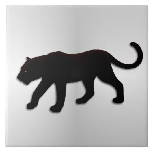 Schwarzer Panther auf Silber Fliese (Vorderseite)