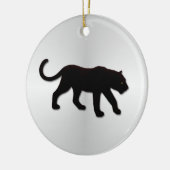 Schwarzer Panther auf Silber Keramik Ornament (Links)