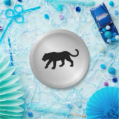 Schwarzer Panther auf Silber Pappteller (Party)