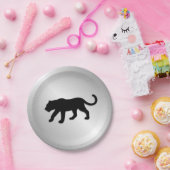 Schwarzer Panther auf Silber Pappteller (Party)