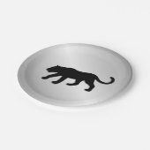 Schwarzer Panther auf Silber Pappteller (Schrägansicht)