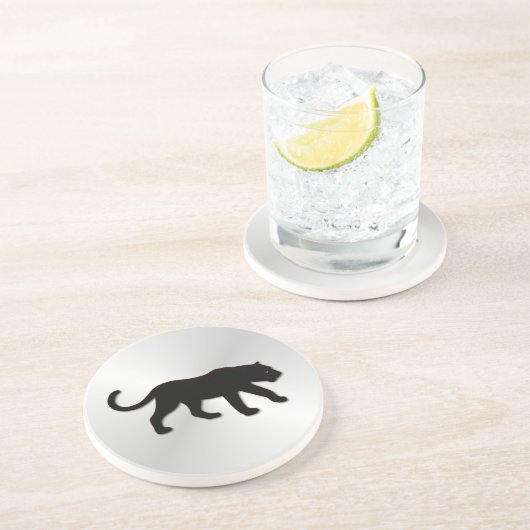 Schwarzer Panther auf Silber Untersetzer (Seite)