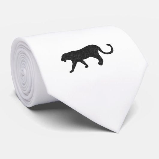 Schwarzer Panther auf weißer Hals-Krawatte Krawatte (Gerollt)