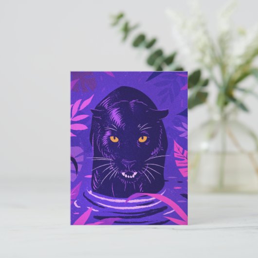 Schwarzer Panther Crouching in einem Fluss Postkarte (Stehend Vorderseite)