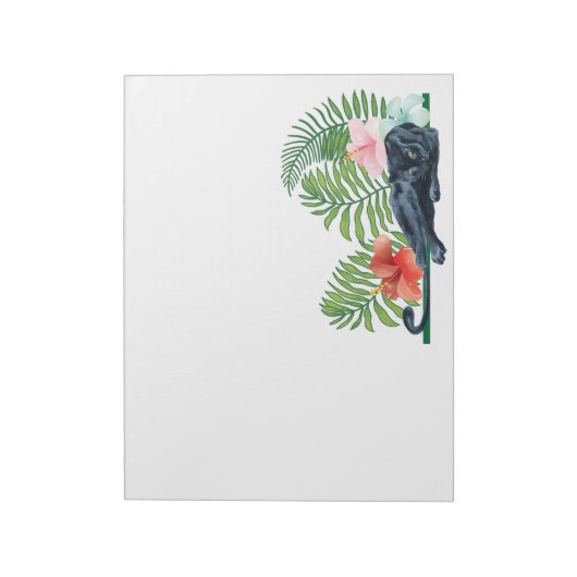 Schwarzer Panther, der ein zartes Dschungelblatt h Notizblock (Rotiert)