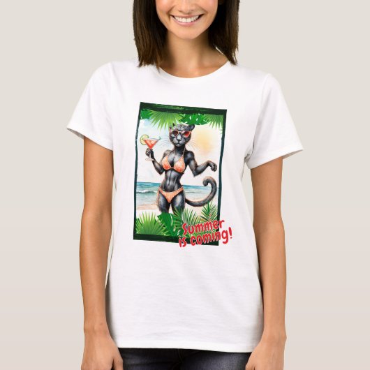 Schwarzer Panther "Der Sommer kommt!" T-Shirt (Vorderseite)