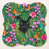 Schwarzer Panther Dschungelblumen und tropisches B Untersetzer (Vorderseite)