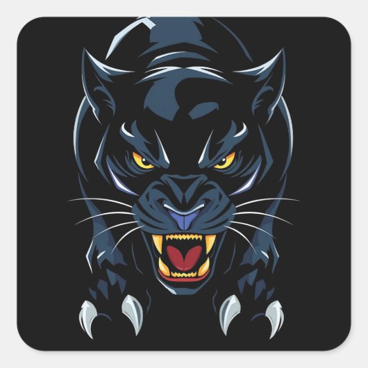 Schwarzer Panther Dunkler Tiergeist Geschenk Quadratischer Aufkleber (Vorderseite)