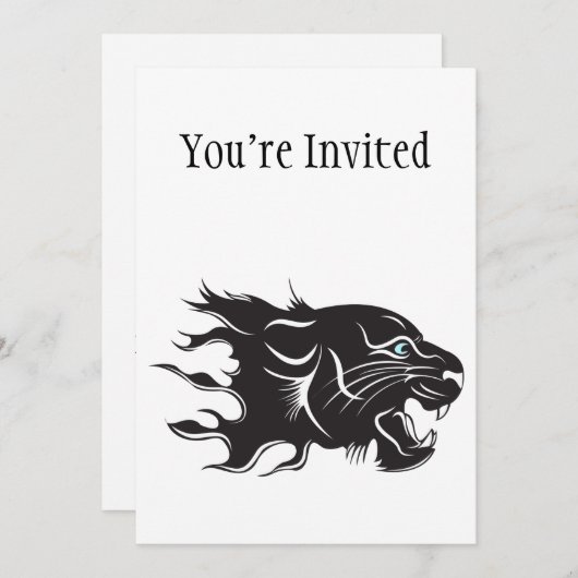 Schwarzer Panther Einladung (Vorne/Hinten)
