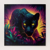Schwarzer Panther farbenfroher Exotic Dschungel Wa Puzzle (Vertikal)