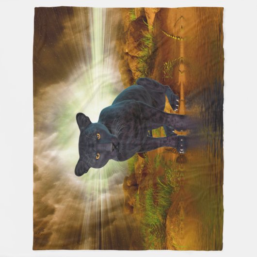 Schwarzer Panther Fleecedecke (Vorderseite)