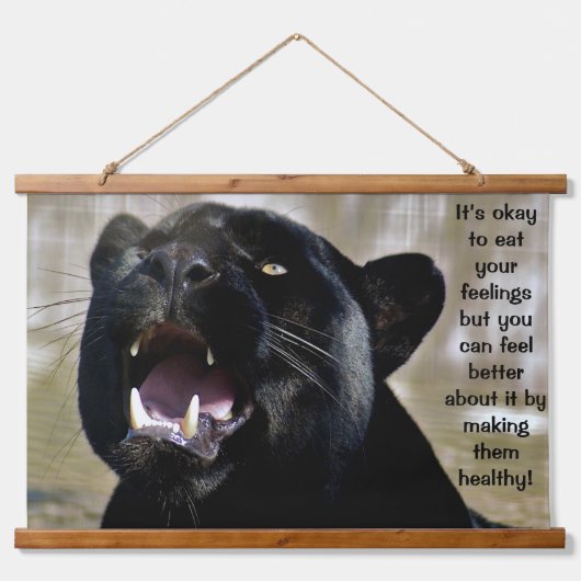 Schwarzer Panther frischer Spaß Wandteppich Mit Holzrahmen (Vorne)