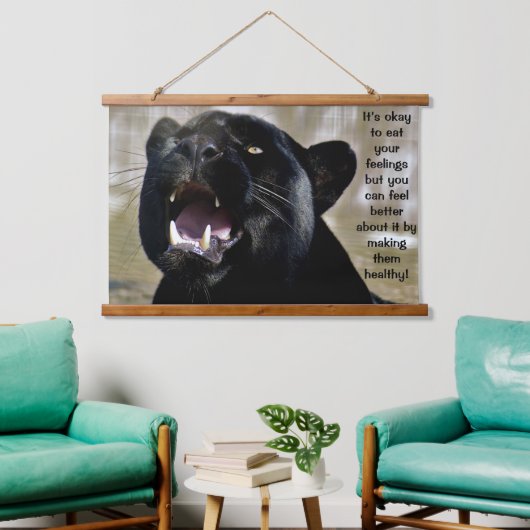 Schwarzer Panther frischer Spaß Wandteppich Mit Holzrahmen (Wohnzimmer)