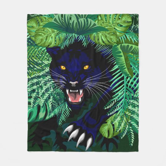 Schwarzer Panther Geist des Dschungels Fleecedecke (Vorderseite)