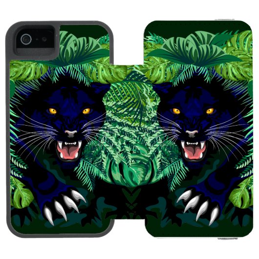 Schwarzer Panther Geist des Dschungels Incipio iPhone Geldbeutel-Hülle (Folio Geöffnet)