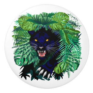Schwarzer Panther Geist des Dschungels Keramikknauf