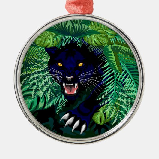 Schwarzer Panther Geist des Dschungels Ornament Aus Metall (Vorne)