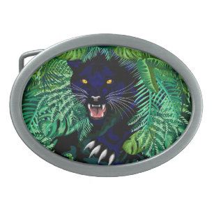 Schwarzer Panther Geist des Dschungels Ovale Gürtelschnalle