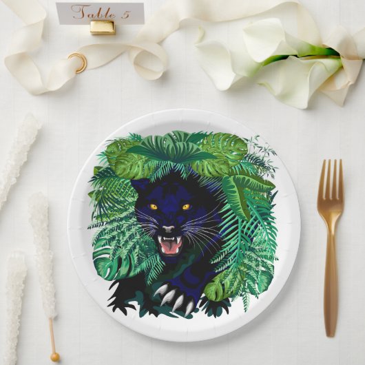 Schwarzer Panther Geist des Dschungels Pappteller (Hochzeit)