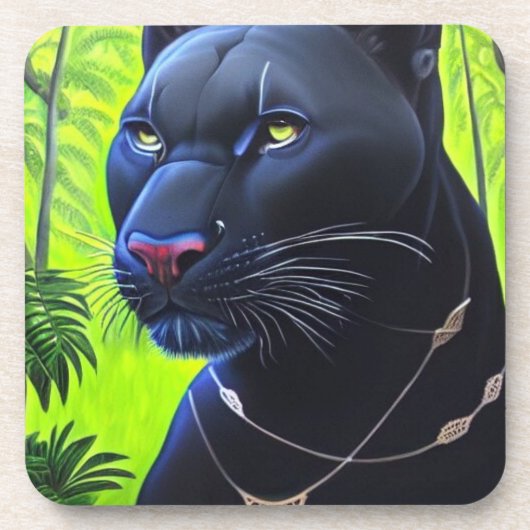 Schwarzer Panther Getränkeuntersetzer (Vorderseite)