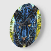 Schwarzer Panther Große Wanduhr (Winkel)