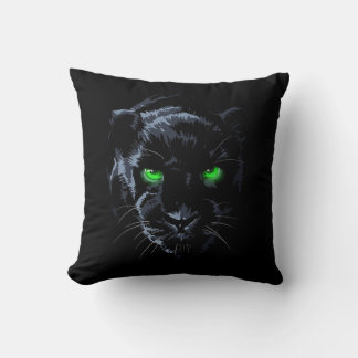 Schwarzer Panther, grünes Auge schwarz Kissen