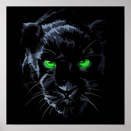 Schwarzer Panther, grünes Auge schwarz Poster