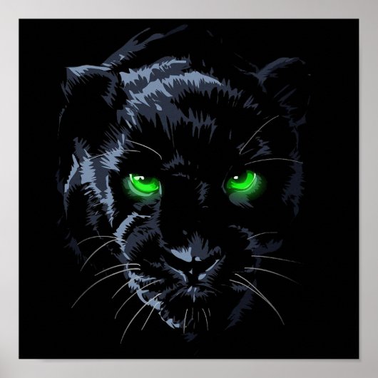 Schwarzer Panther, grünes Auge schwarz Poster (Vorne)