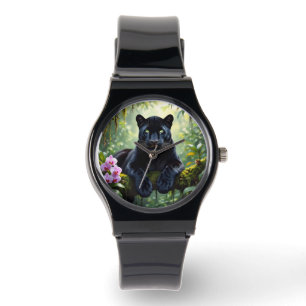 Schwarzer Panther im Dschungel Armbanduhr