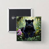 Schwarzer Panther im Dschungel Button (Vorne & Hinten)