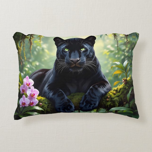 Schwarzer Panther im Dschungel Dekokissen (Vorderseite)