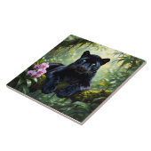 Schwarzer Panther im Dschungel Fliese (Seite)