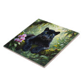 Schwarzer Panther im Dschungel Fliese (Seite)