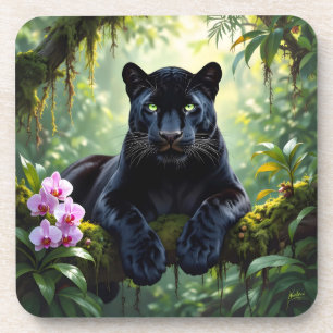 Schwarzer Panther im Dschungel Getränkeuntersetzer