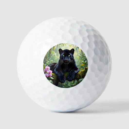 Schwarzer Panther im Dschungel Golfball (Vorderseite)