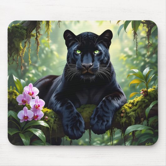 Schwarzer Panther im Dschungel Mousepad (Vorne)