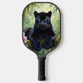 Schwarzer Panther im Dschungel Pickleball Schläger (Vorderseite)